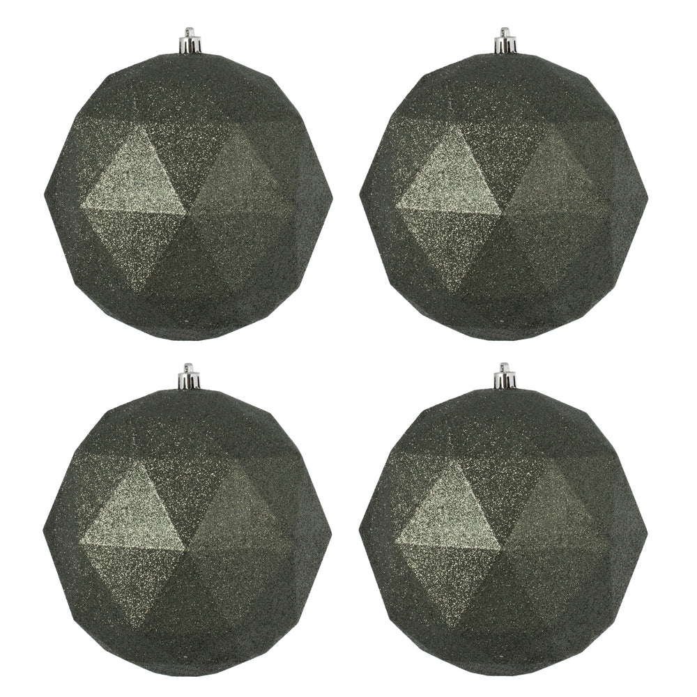 Vickerman 6" Wrought Iron Glitter Geometric Ball 4/Bg
