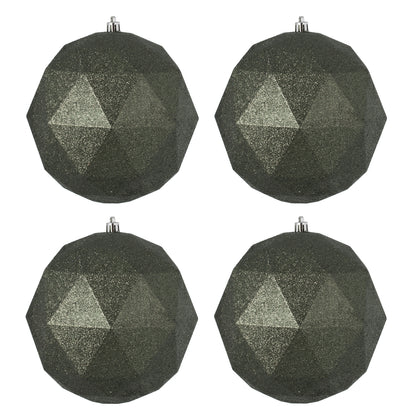 Vickerman 6" Wrought Iron Glitter Geometric Ball 4/Bg
