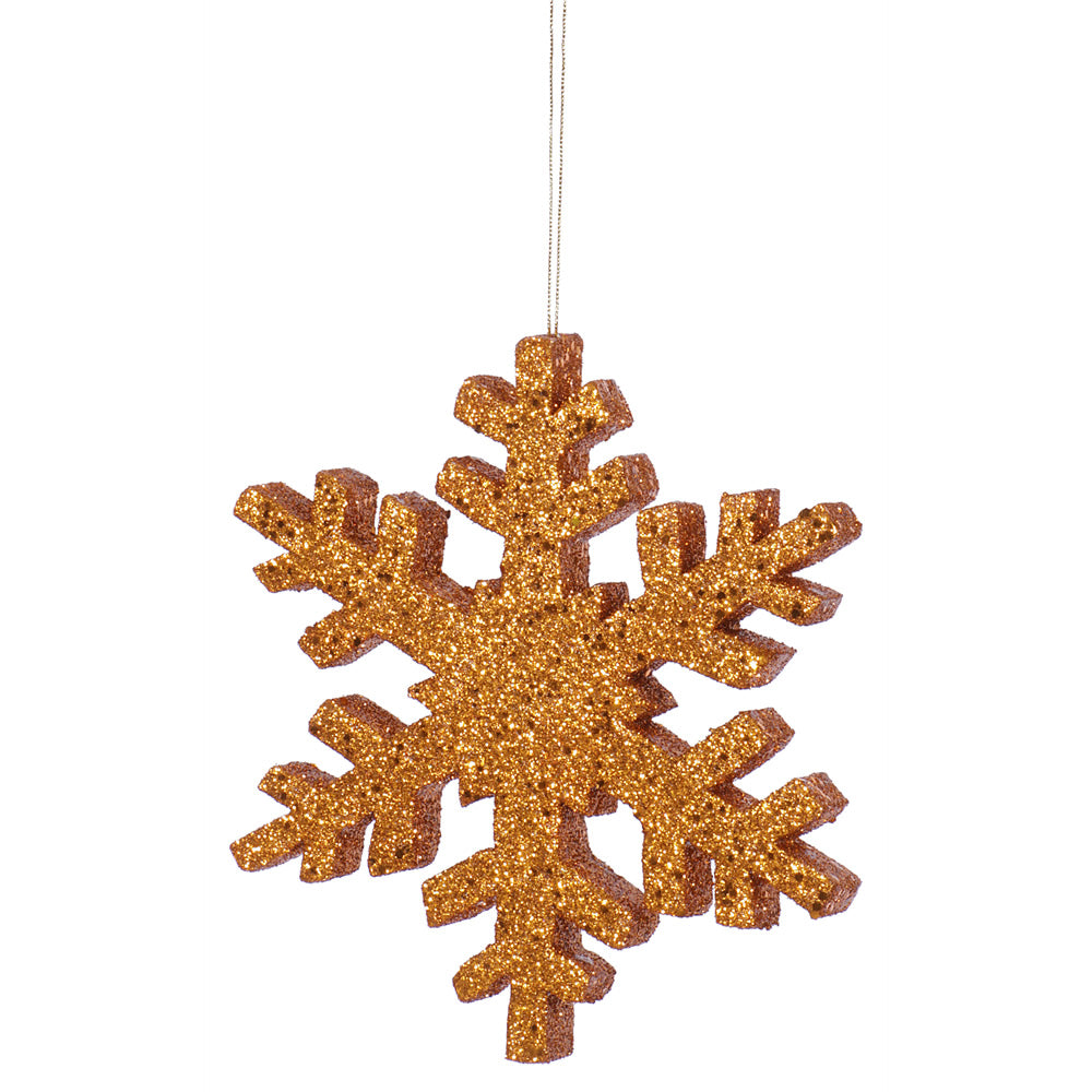 Vickerman 8" Rose Gold Glitter Snowflake Christmas Ornament