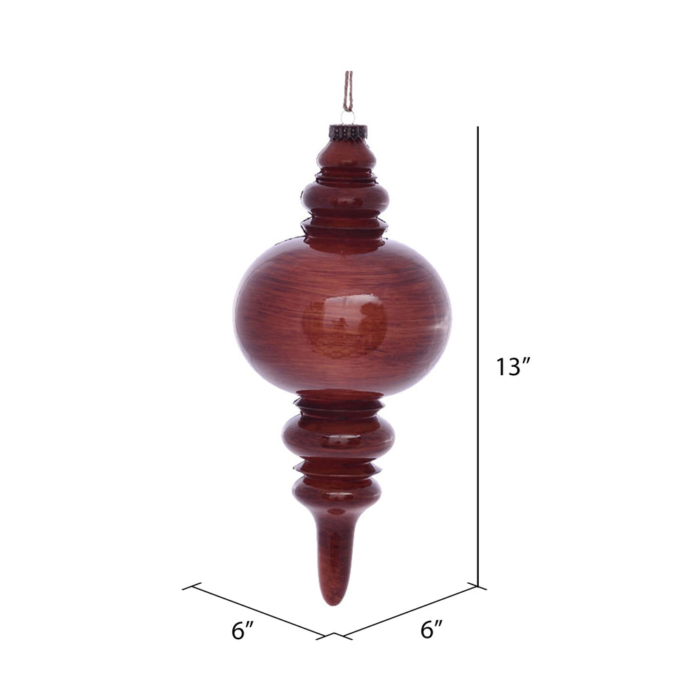 Vickerman 13" Copper Wood Grain Finial Ornament
