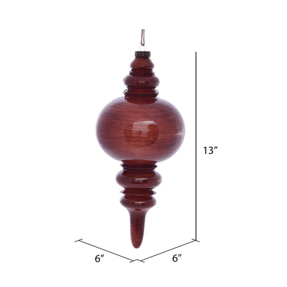 Vickerman 13" Copper Wood Grain Finial Ornament