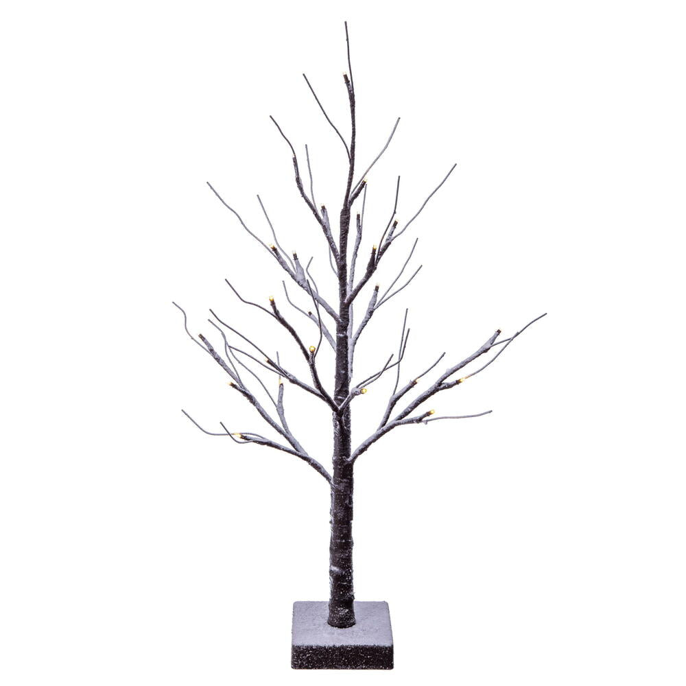 Vickerman 2' Brown Frosted Twig Tree Battery Operated Warm White 3mm Wide Angle LED lights.