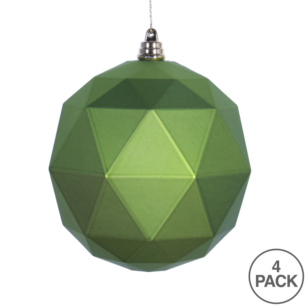 Vickerman 4.75" Lime Matte Geometric Ball Ornament 4 per bag