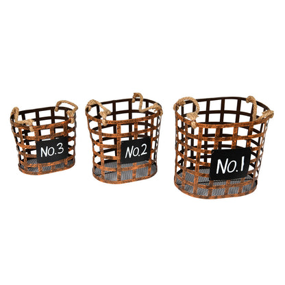 Vickerman 10" Wire Chalkboard Oval Basket Set of 3.