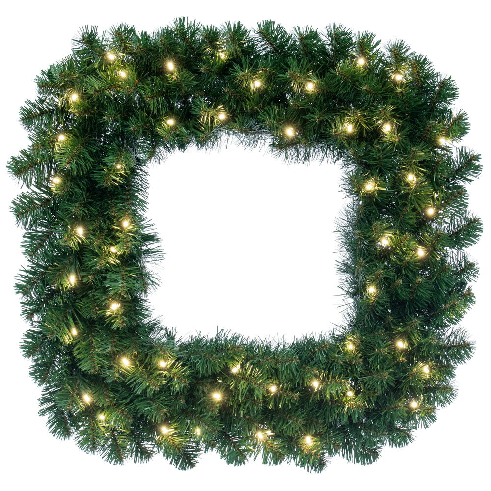 Vickerman 48" Grand Teton Square Artificial Christmas Wreath Warm White LED Lights