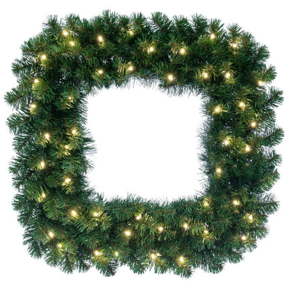Vickerman 48" Grand Teton Square Artificial Christmas Wreath Warm White LED Lights