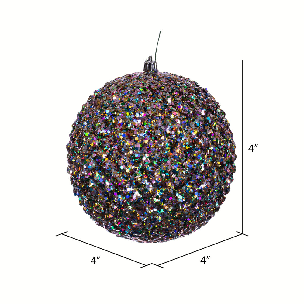 Vickerman 6" Multi-color Durian Sequin Glitter Ball Christmas Ornament 4 pieces per bag