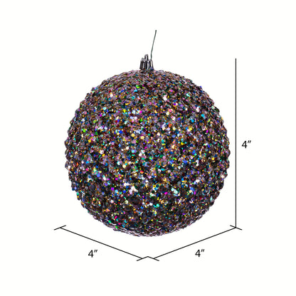 Vickerman 6" Multi-color Durian Sequin Glitter Ball Christmas Ornament 4 pieces per bag