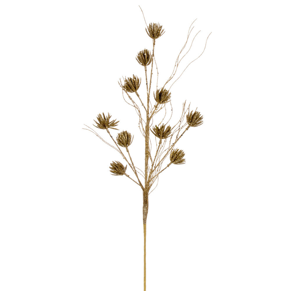 Vickerman 30" Gold Mini Flower Glitter Spray 6 per bag.