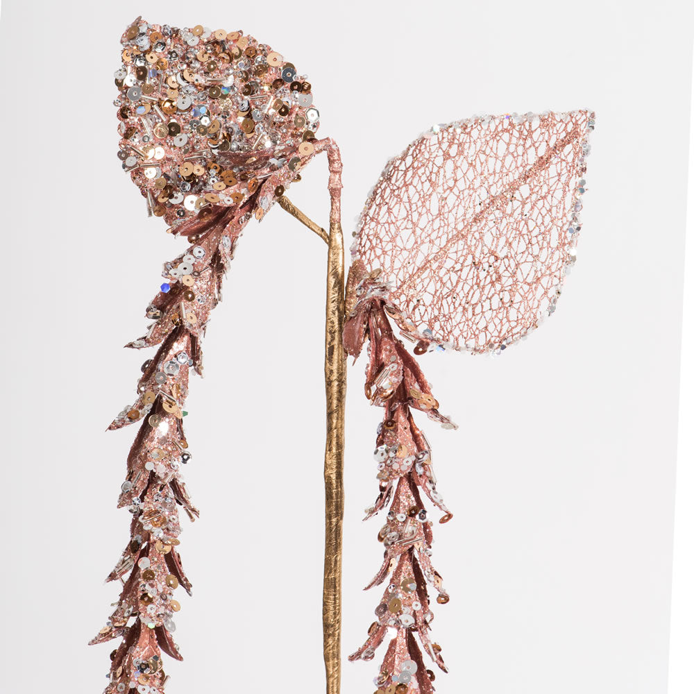 Vickerman 20" Rose Gold Pearl Hanging Lupin Artificial Christmas Spray. Includes 3 sprays per pack.