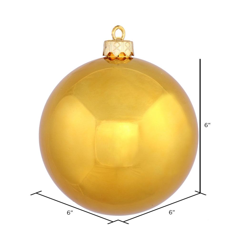 Vickerman 6" Antique Gold Shiny Ball Ornament 4 per Bag