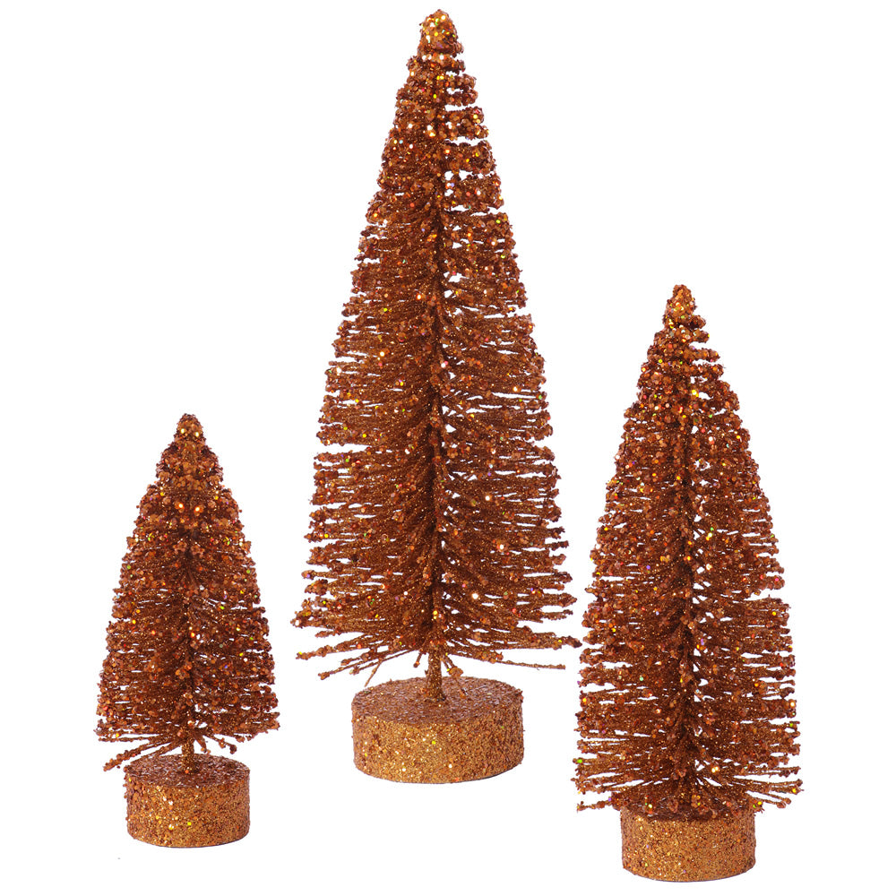 Vickerman 5"/7"/9" Copper Glitter Oval Artificial Christmas Tree Unlit