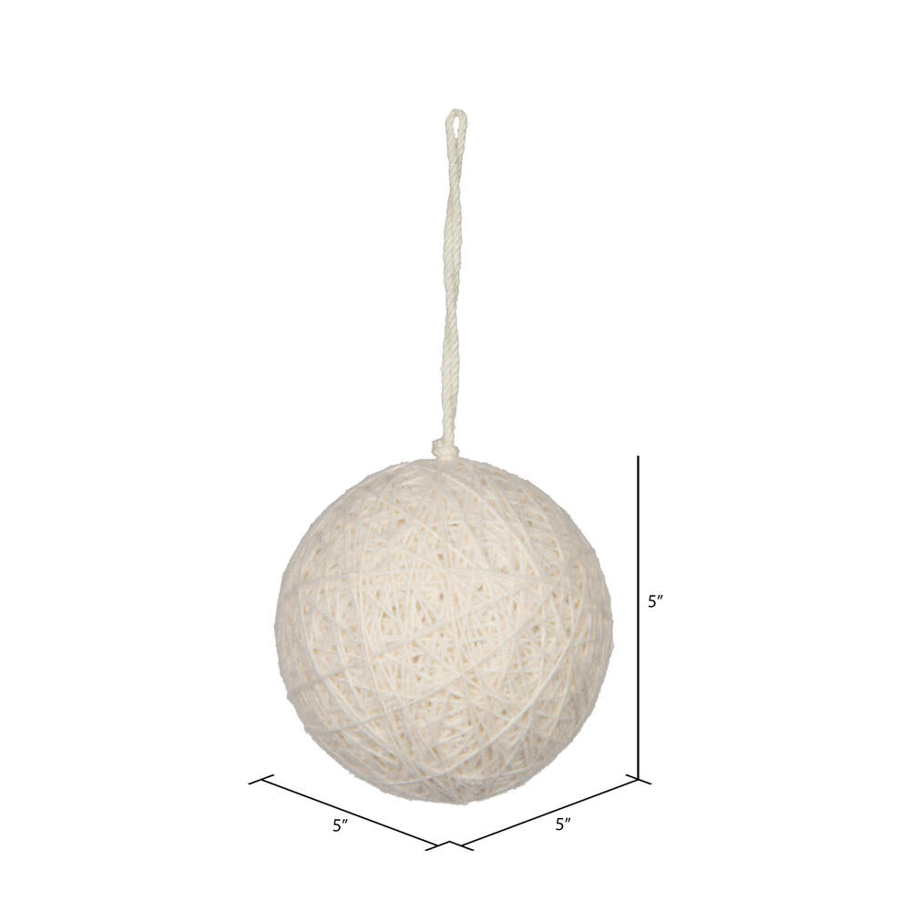 Vickerman 5" Ivory Wool String Wrapped Ball Ornament 2 per bag.