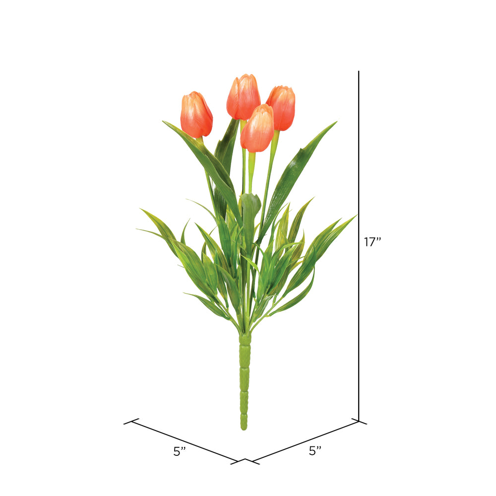 Vickerman 17" Artificial Orange Tulip Bush UV Coated 2/pk