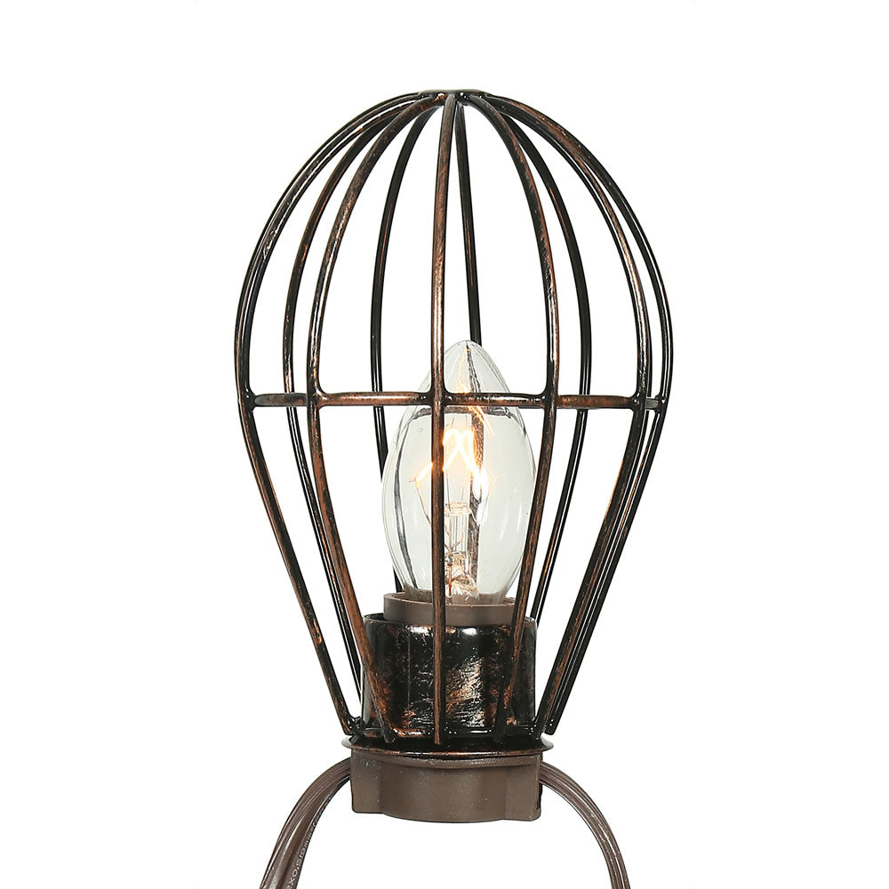 Vickerman 10Lt C7 Clear Bulb with Copper Metal Lamp Cage Set UL Brown Wire with 24" Spacing  20' Long