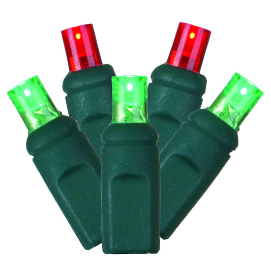 Vickerman 50 Red-Green Wide Angle LED Light on Green Wire 25' Christmas Single Mold Light Strand