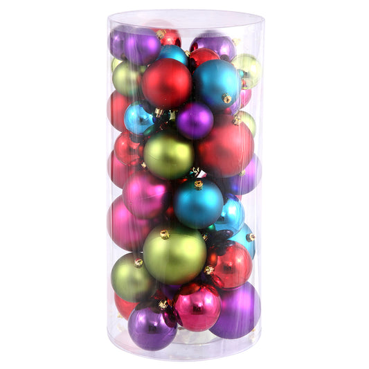 Vickerman 1.5"-2" Multi-Colored Shiny and Matte Ball Ornament 50 per Box