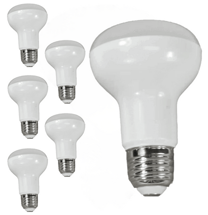Damar R20 LED Flood Light Bulb 7.5W 525 Lumen E26 Medium Base 5000K Bright White for Office Home Recessed and Track Lighting Ceiling 120V 120° Beam Angle White Finish Pack of 6