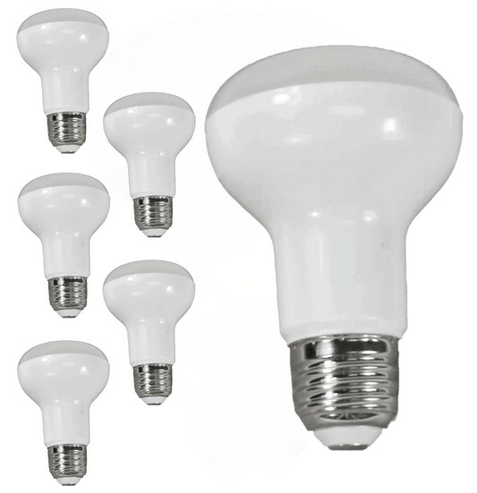 Damar R20 LED Flood Light Bulb 7.5W 525 Lumen E26 Medium Base 5000K Bright White for Office Home Recessed and Track Lighting Ceiling 120V 120° Beam Angle White Finish Pack of 6