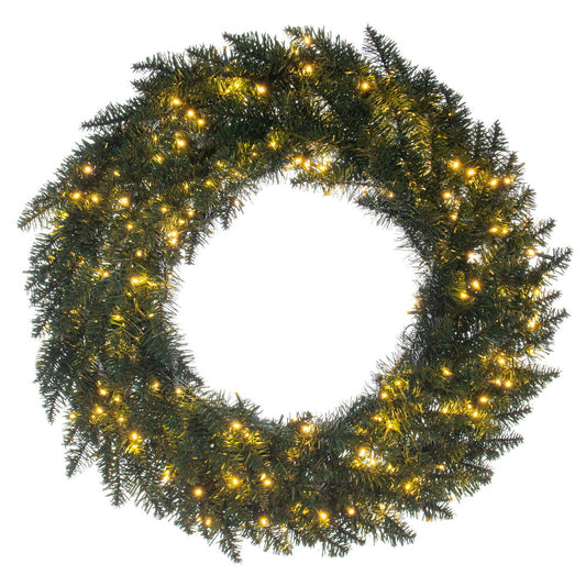 Vickerman 30" Camdon Fir Artificial Pre-Lit Wreath Warm White 3mm Low Voltage LED Wide Angle Lights.