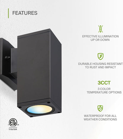 ASD Lighting LED Round Outdoor Wall Cylinder 9W CCT Selectable 3000/4000/5000K with Photocell Oil Rubbed Bronze ETL