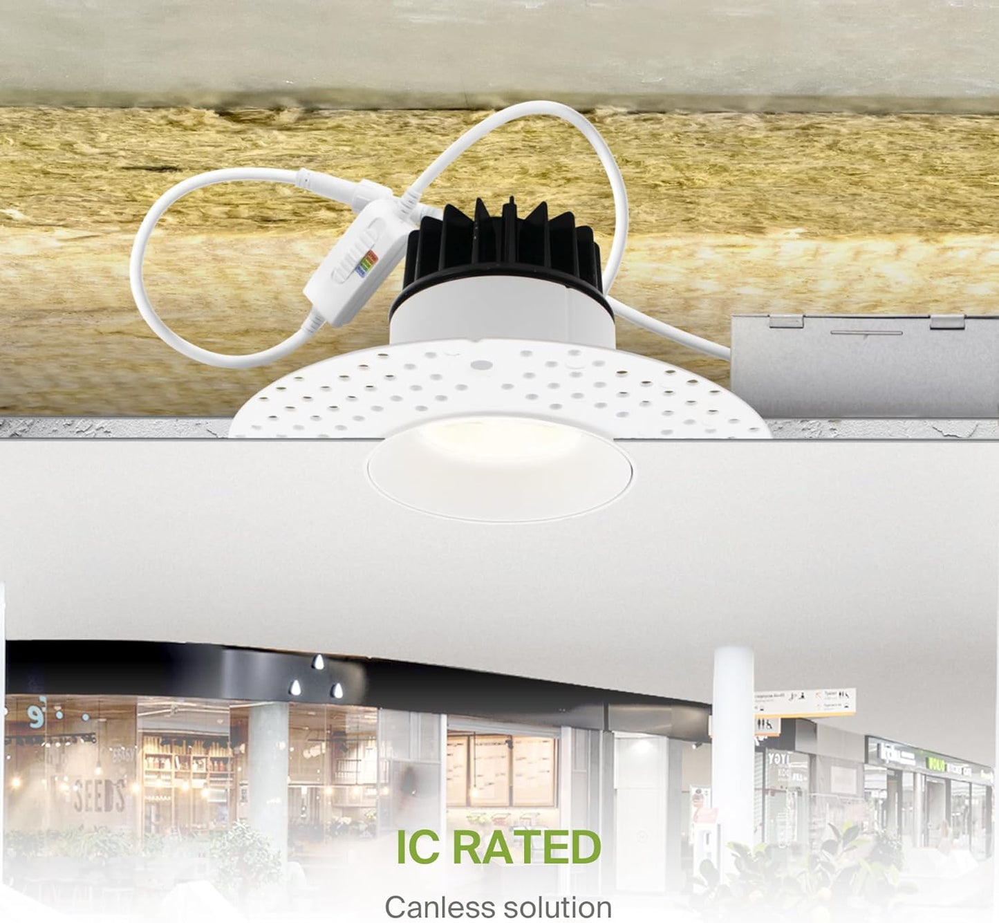 ASD Lighting LED Trimless Downlight Round 3.5inch 12W 120V Triac 2700/3000/3500/4000/5000K White ETL Energy Star