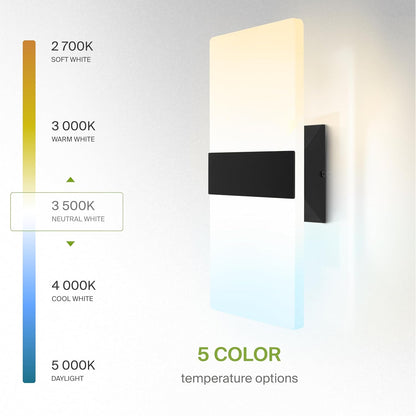 ASD Lighting LED Wall Sconce 24W 120V Triac 2700/3000/3500/4000/5000K Black ETL