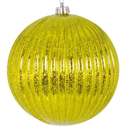 Vickerman 6" Lime Shiny Lined Mercury Ball Ornament 4 per bag.