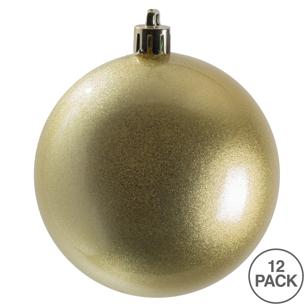 Vickerman 3" Champagne Candy Ball Ornament 12 per Bag