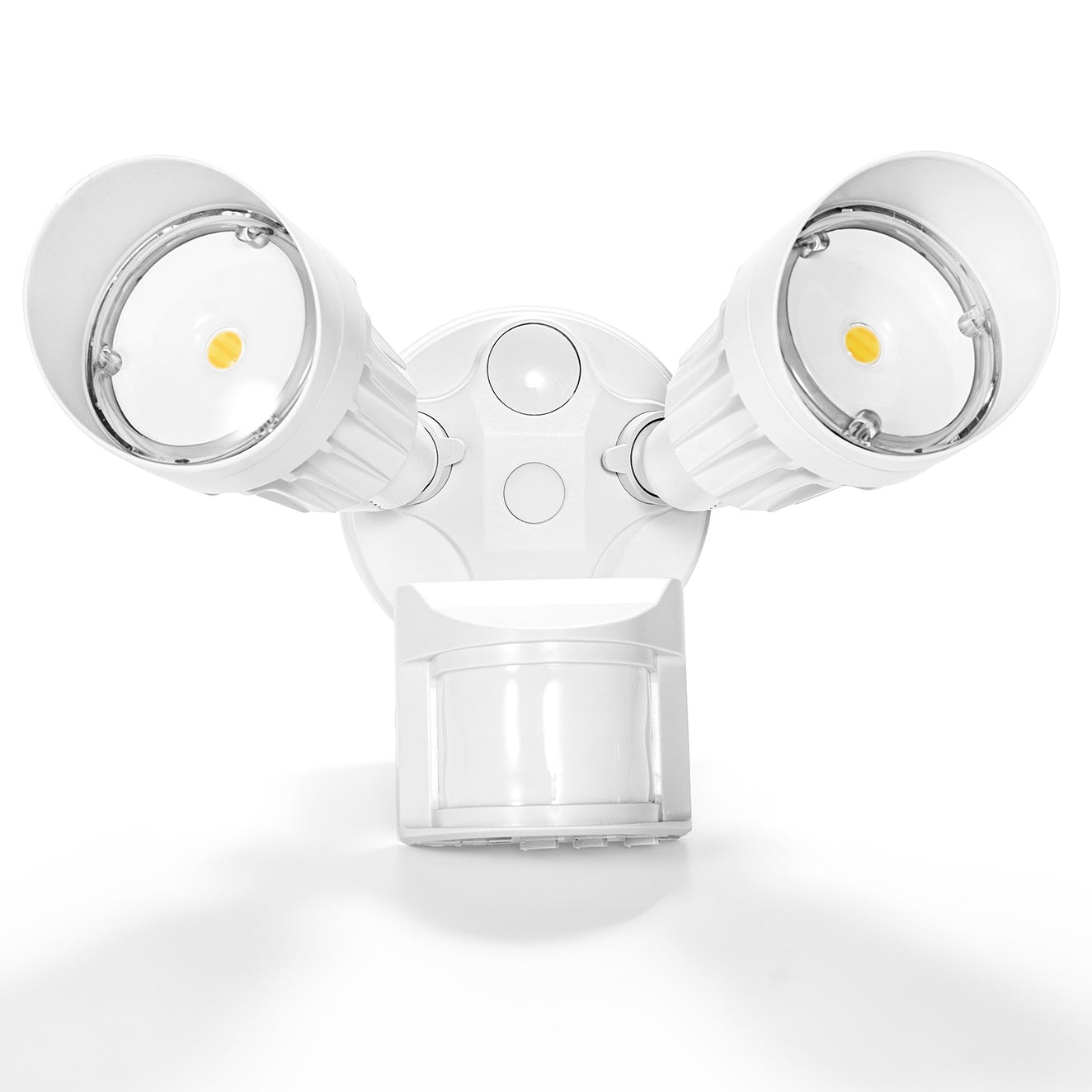 ASD Lighting LED Security Floodlight 2 round heads 20W 120-277V CCT Selectable 3000/4000/5000K with 180° Motion Sensor and Photocell White ETL