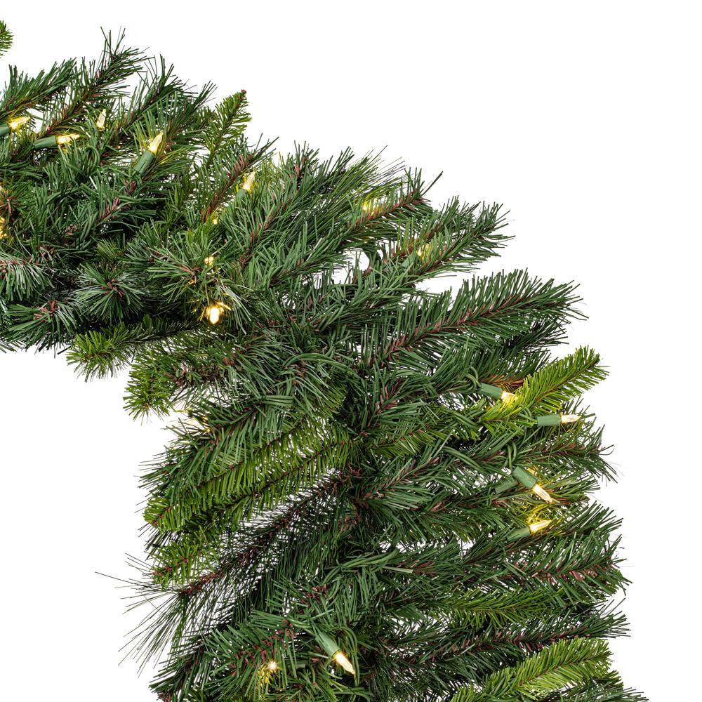 Vickerman 9' x 14" Bangor Mixed Pine Artificial Christmas Garland Warm White LED Lights
