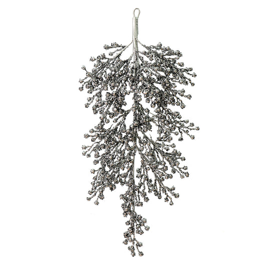 Vickerman 33" Pewter Glitter Berry Artificial Christmas Door Swag Unlit