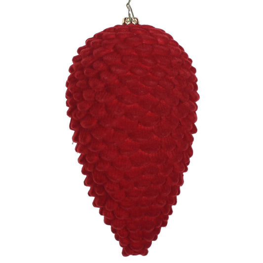 Vickerman 7" Burgundy Flocked Pinecone Christmas Ornament Pack of 2