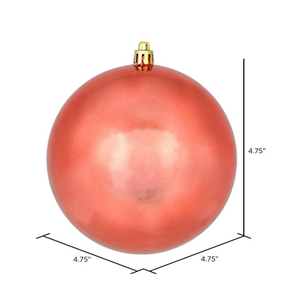 Vickerman 4.75" Coral Shiny Ball Ornament 4 per Bag