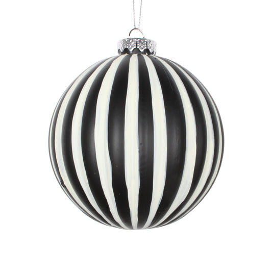 Vickerman 4" White Black Matte Ball Ornament 4 per bag.