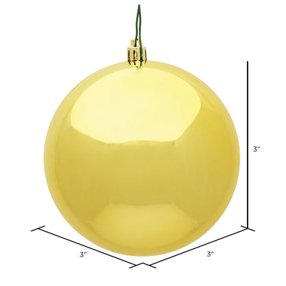 Vickerman 3" Honey Gold Shiny Ball Ornament 32 per Box