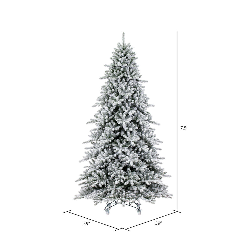 Vickerman 7.5' x 59" Flocked Bavarian Pine Artificial Unlit Christmas Tree.