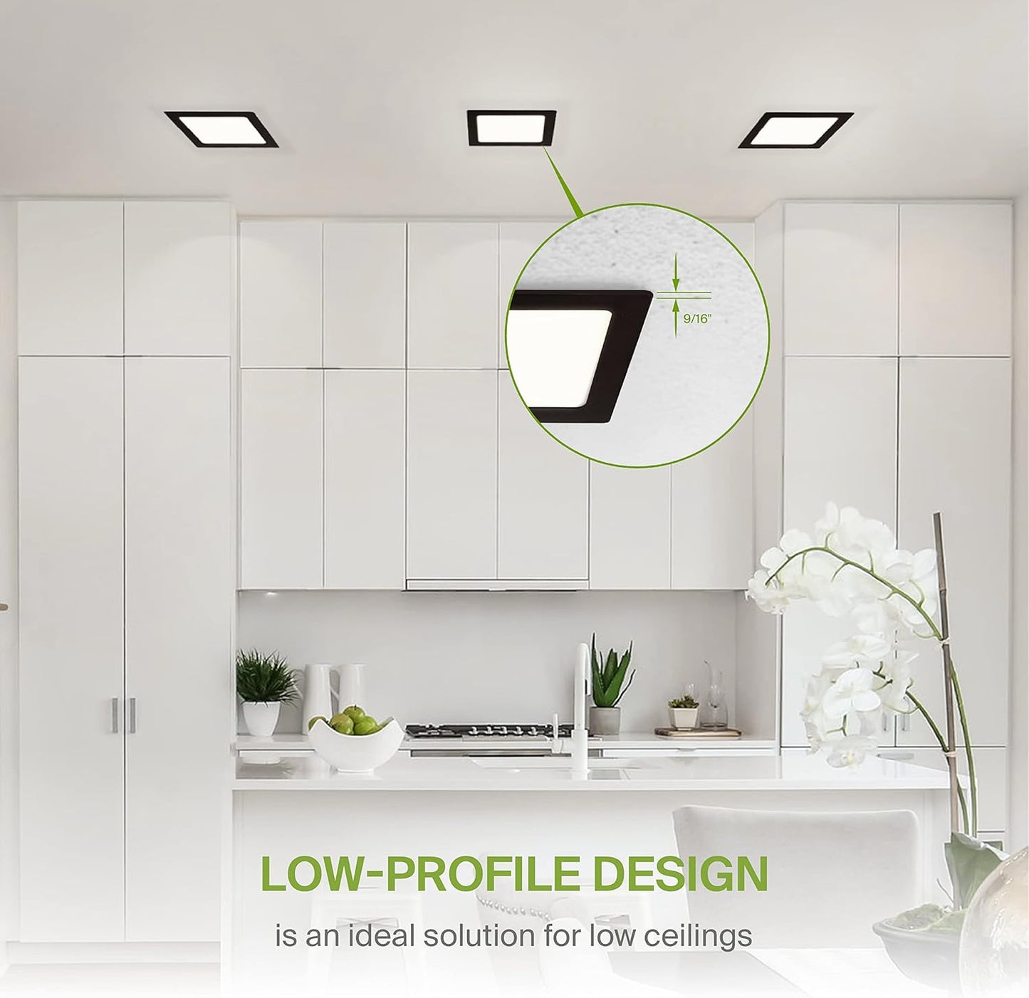 ASD Lighting LED Recessed Mini Panel Square 6inch 15W 120V Triac 2700/3000/3500/4000/5000K Black UL Energy Star 6 pack