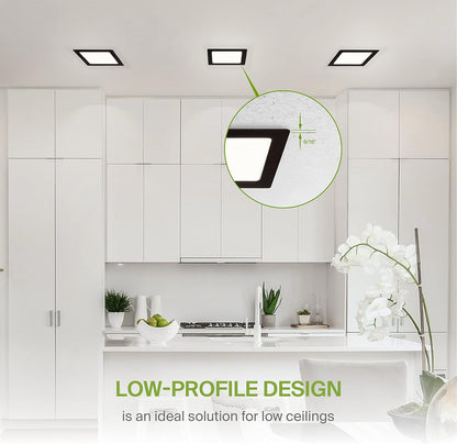 ASD Lighting LED Recessed Mini Panel Square 6inch 15W 120V Triac 2700/3000/3500/4000/5000K Black UL Energy Star 6 pack