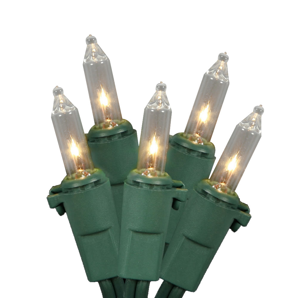 Vickerman 50 Clear Twinkle Mini-Lights on Green Wire 23' Christmas Light Strand