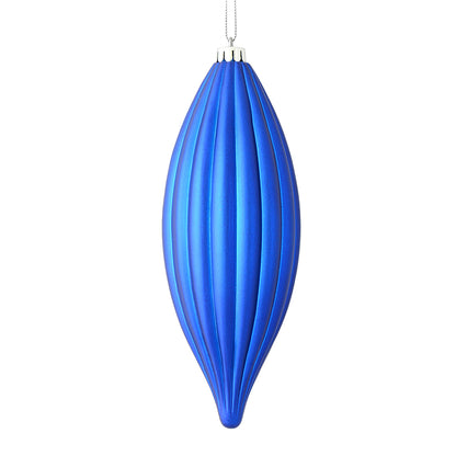 Vickerman 8" Blue Matte Line Finial Ornament Pack of 4