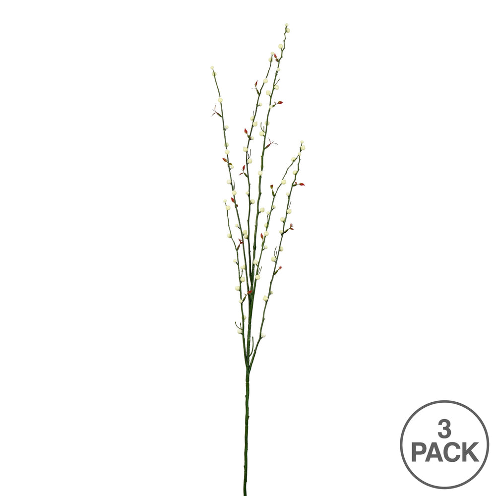 Vickerman 46" Artificial Fruit Branch with Cream Buds Set of 3