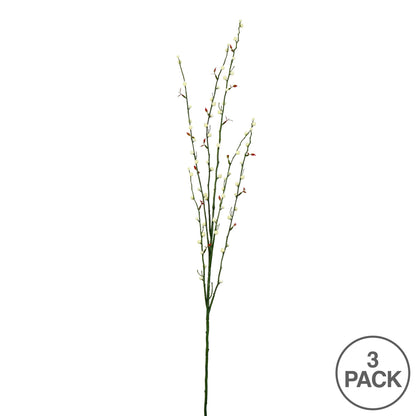 Vickerman 46" Artificial Fruit Branch with Cream Buds Set of 3