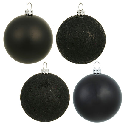 Vickerman 3" Black 4-Finish Ball Ornament Assortment 16 per Box