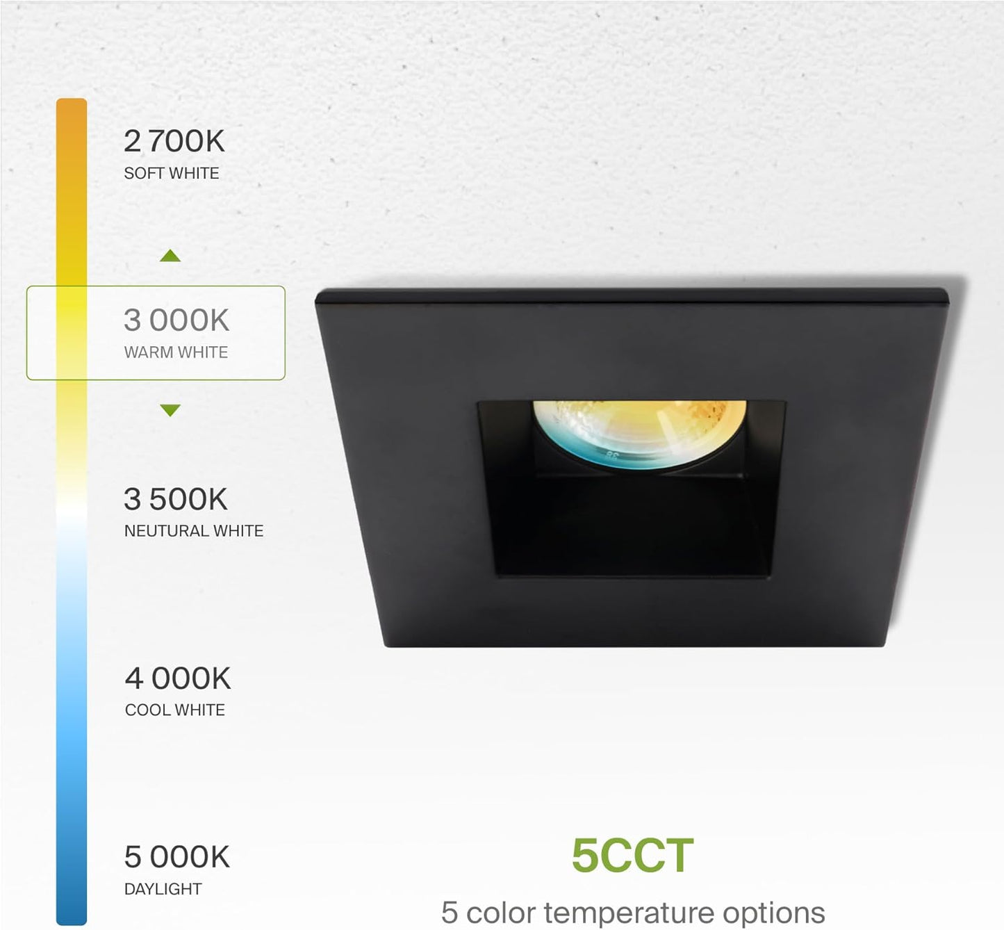 ASD Lighting LED Downlight Square 2inch 15W 120V Triac 2700/3000/3500/4000/5000K Black ETL Energy Star