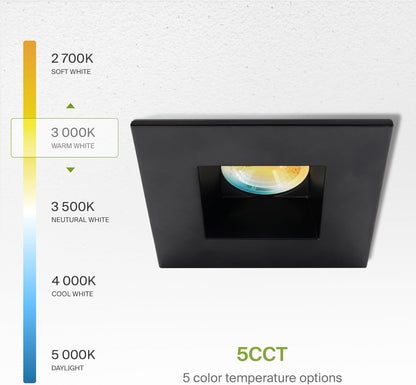 ASD Lighting LED Downlight Square 2inch 15W 120V Triac 2700/3000/3500/4000/5000K Black ETL Energy Star