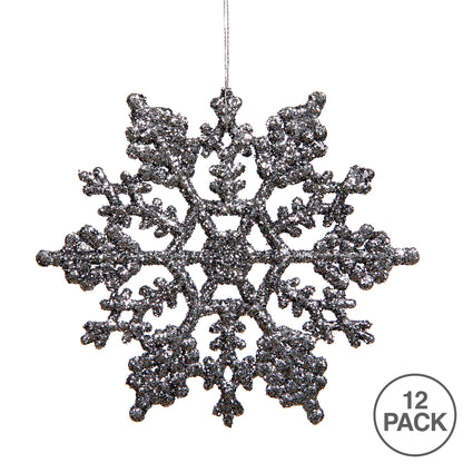 Vickerman 6.25" Pewter Glitter Snowflake Christmas Ornament 12 per Box