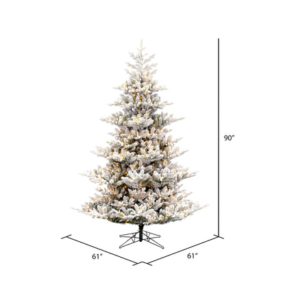 Vickerman 7.5' x 61" Flocked Hudson Fraser Fir Artificial Christmas Tree LED Warm White Lights
