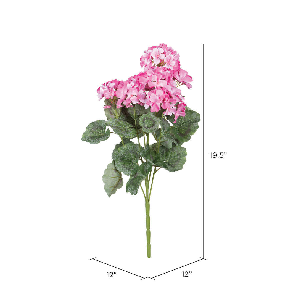 Vickerman 19.5" Artificial Light Pink Geranium Bush.