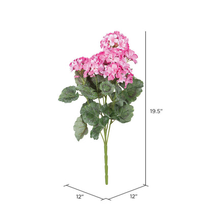 Vickerman 19.5" Artificial Light Pink Geranium Bush.